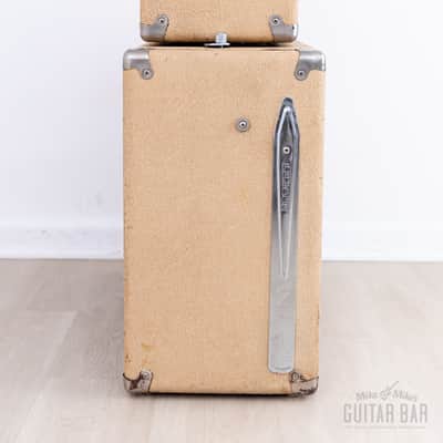 1962 Fender Bassman 6G6-A Tuxedo Brown Panel Blonde Vintage Piggyback Tube Amp w/ Oxford 12M6 image 5