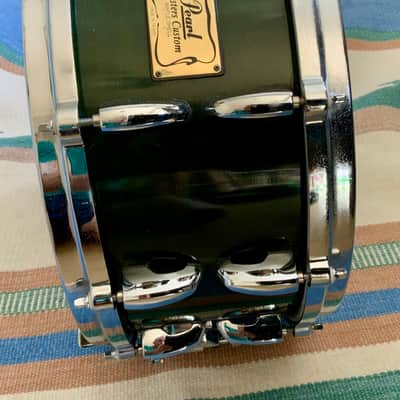 Pearl snare drum 14’’x6.5’’ Pearl masters custom maple shell  1996 - Emerald mist image 10