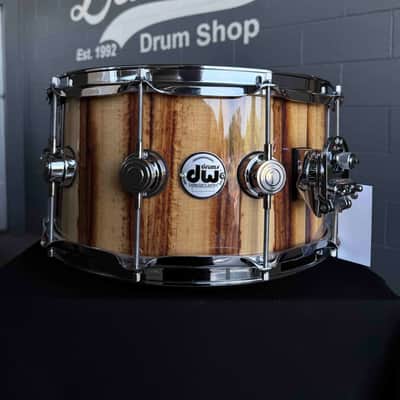 ~WOW!~ DW Collector's Series 333 Pure Maple 7x14 Snare Drum in Natural Gloss Lacquer over Exotic African Chechen with Chrome Hardware image 3