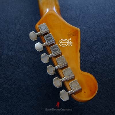 Squier Stratocaster Vintage White HSS Made in USA Aged Relic by East Gloves Customs (RARE) image 24