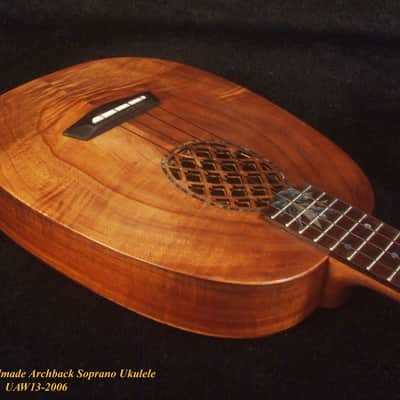 Handmade Soprano Ukulele, Solid Hawaiian Koa, Acacia Archback Pineapple, Soft-bag, Bruce Wei UAW13-2006 image 7