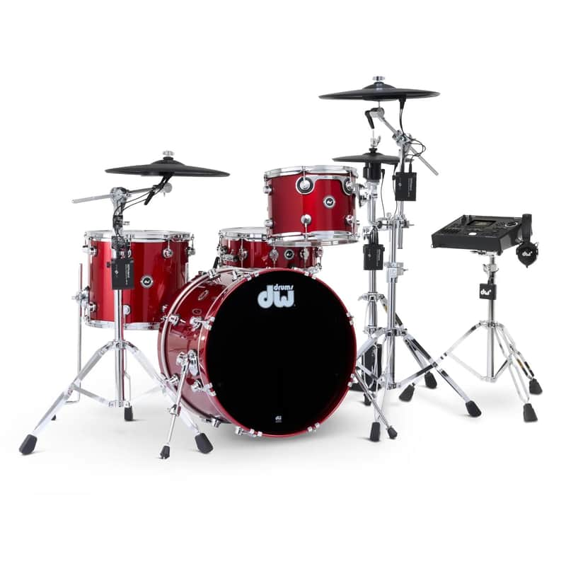 FREE TOM REBATE! - DW DWe 4pc Complete Electronic/Acoustic Drum Set w/Roland Cymbals & V51 Black Cherry Metallic image 1