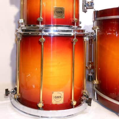 Vintage 1993 GMS Grand Master Series Drumset Cherry Sunburst Lacquer 22",14",12",10" image 18