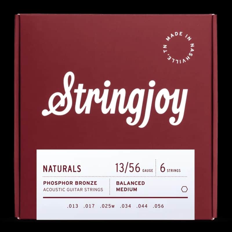 Stringjoy 13-56 Medium Gauge Naturals Phosphor Bronze Acoustic Guitar Strings image 1