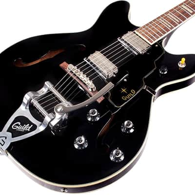 Guild Starfire V - Semi Hollow Body Electric Guitar with Case - Black image 4