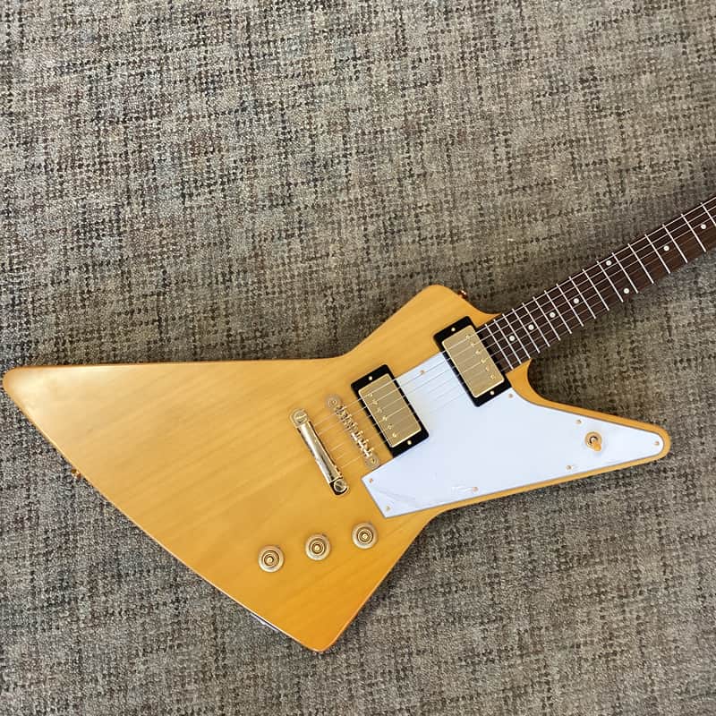 Epiphone '58 Korina Explorer 2023 - Preset in Aged Natural (White Pickguard) image 1