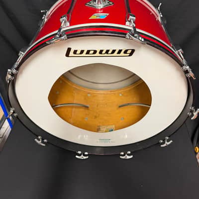 Ludwig Mach 5 24" - 12" -13" - 16" + Snare 14" x 5" Drumset 1971 - Red Cortex image 14
