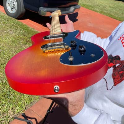 Epiphone/Davison shaved maple neck Upgrades/Concept GFS Humbucker blast @ 6 lbs. Melody Maker/LP Red image 8