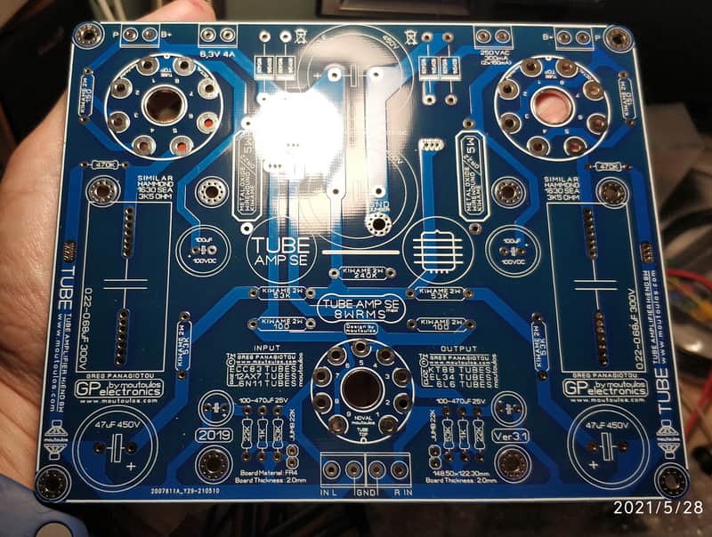 Tube Stereo AMP Single Ended (SE) Bare-PCB 6L6 EL34 (3Wrms) & KT88 (8Wrms) image 1