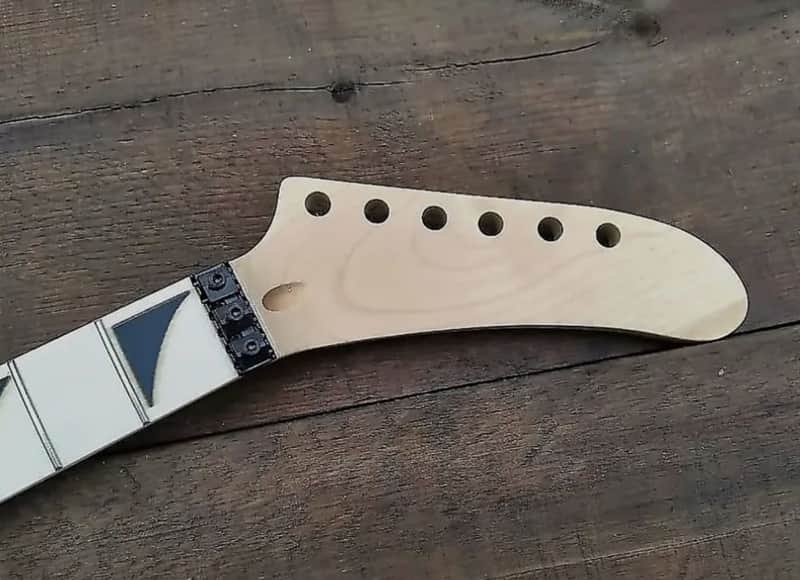 24 SHARK FIN NECK MAPLE GUITAR NECK WITH FLOYD ROSE NUT INSTALLED DIY NECK image 1