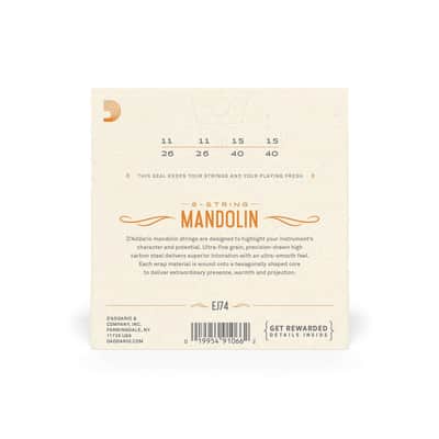 D'Addario EJ74 Mandolin Strings Set Medium Phosphor Bronze .011 - .040 (J74) image 2