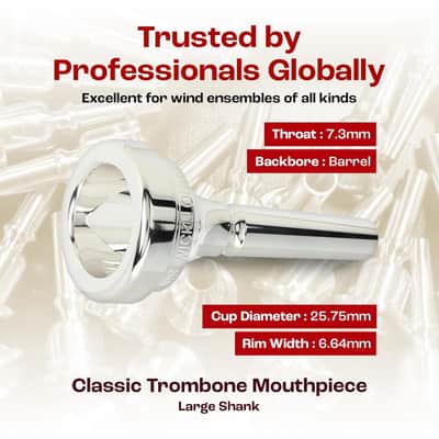 Denis Wick Classic Trombone Mouthpiece Silver Plated, 5880-12CS - V-Type Design for Balanced Tone & Smooth Response - Small Shank Fitting Trombone Accessory 24.7 x 6.5 x 6.1mm image 4