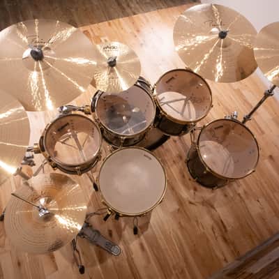 PEARL MASTERS PREMIUM BIRCH (BRP) 5 PIECE DRUM KIT, BLACK MIST, GOLD FITTINGS (PRE-LOVED) image 9