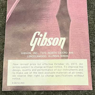 Gibson SRP list 1972 image 3