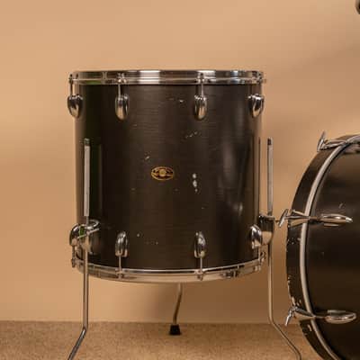 1960s Slingerland Metallic Black Drum Set 14x20 8x12 and 16x16 image 2