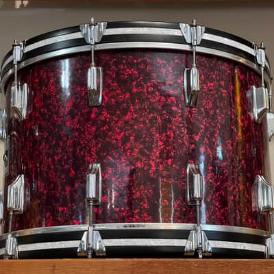 1970's Rogers XP8 Red Diamond Pearl 12/13/16/22 Big R Drum Kit image 9