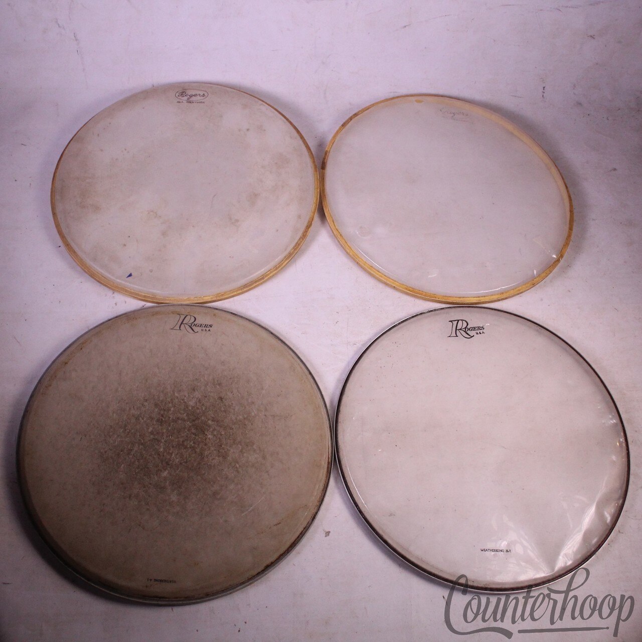 Rogers 14"Snare/Tom Drum Heads 4x Set Coated Batter/Clear Resonant Vintage60s US — main photograph