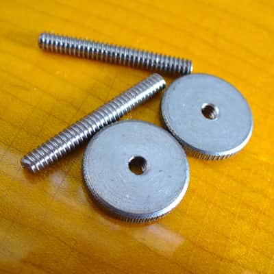 Gibson AGED soft brass 50 thumbwheels + posts for vintage ABR-1 bridge Les Paul Royal Mount 2026 - Nickel image 5