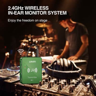 LEKATO Wireless Earphone Monitor 2.4G Guitar Transmitter Receiver System Set image 3