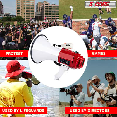 5 Core Megaphone 60W Bull Horn Professional PA Speaker w 1200 Yards Range Loud Siren Voice Amp image 6