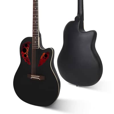 41 inch Cutawary Round Back Acoustic Guitar Spruce Top Grape Hole 2020s - Black image 5