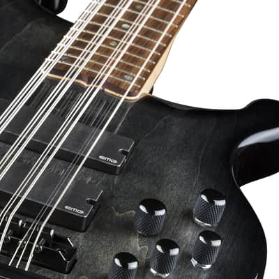 Dean Guitars Rhapsody 12 String Electric Bass, Trans Black, R12 TBK image 4