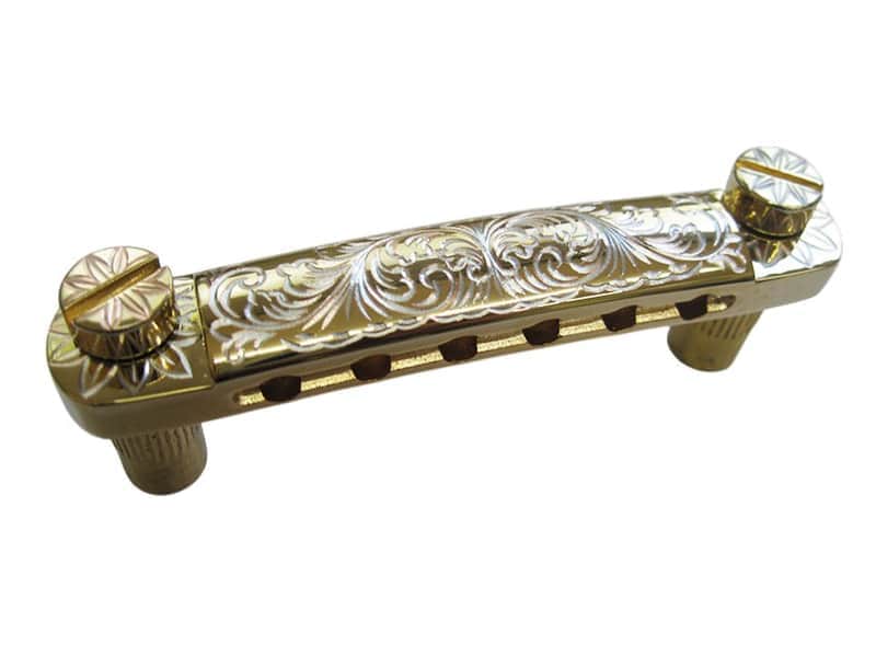 Gold Guitar Vintage Engraved Top LP SG Style Stopbar Tailpiece image 1
