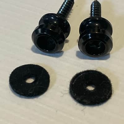2000's Era Used Schaller Electric Guitar Worn Black Strap Lock Buttons Set image 1