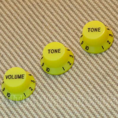 PK-24-Y Yellow USA Knob Set 24 Spline for Strat & Others