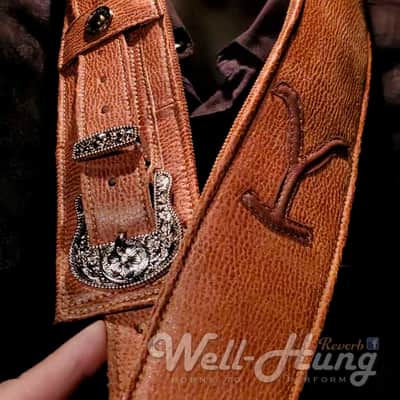Well-Hung "Bunkhouse" - 3" wide padded guitar strap in saddle tan fabric image 5