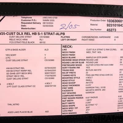 USA Fender Custom Shop W25 Custom Deluxe Relic HB S-1 Strat NECK & CC TUNERS image 7