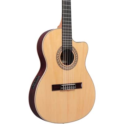 Ibanez GA Series GA34STCE Thinline Solid Top Classical Acoustic-Electric Guitar Natural image 9