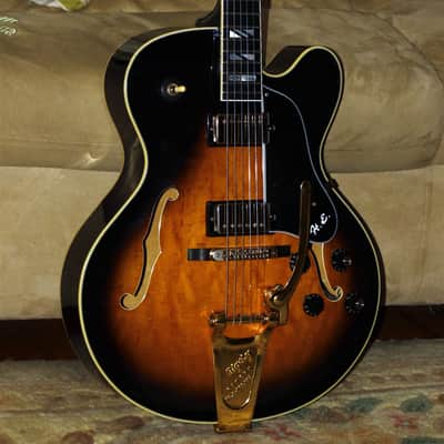 Matsumoku Japan-82'Aria Pro II PE-175 Herb Ellis OHSC Ebony FB,G-Style Truss,Fretside,Vintage Bigsby image 2