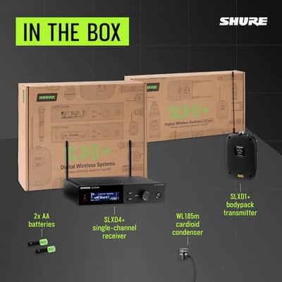 Shure SLXD14+/85M Wireless System - Includes SLXD4+ Receiver, SLXD1+ Bodypack with WL185M Lavalier Mic, Bluetooth Monitoring, Feedback Reduction, WWB and Mobile App Control, G57 Band image 2