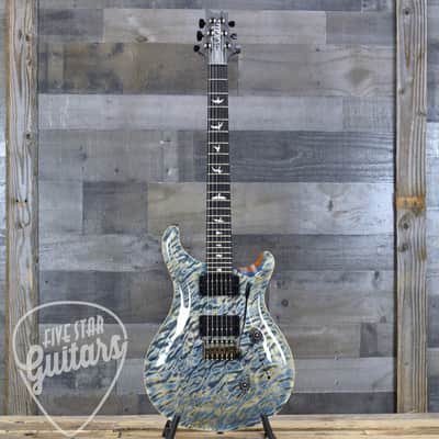 Paul Reed Smith Custom 24 Quilt Artist Top Awabi Birds - Faded indigo with Hardshell Case image 3
