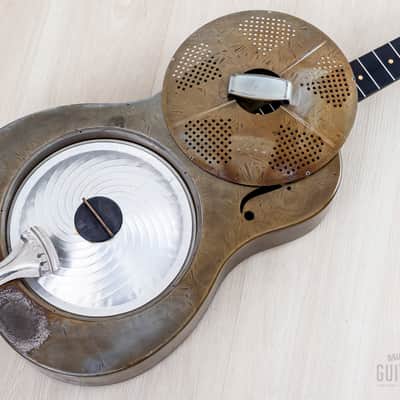 1931 National Sears, Roebuck & Co. Duolian Vintage Single Cone Resonator Frosted Duco w/ Case image 18