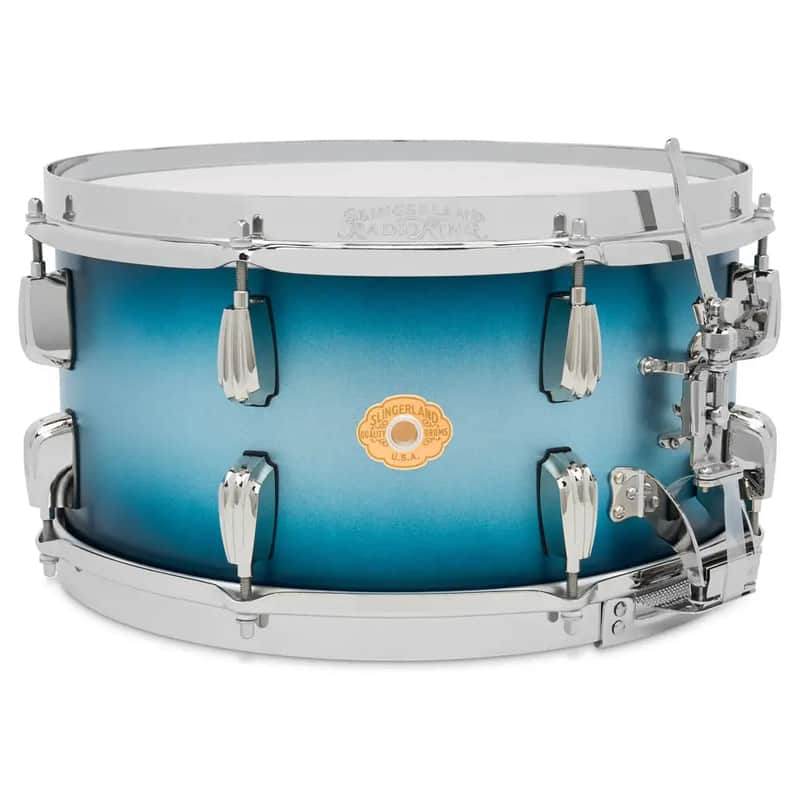 Slingerland Radio King Solid Maple Snare Drum 14x7 Blue & Silver Lacquer