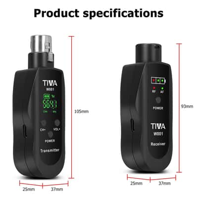 Tiwastage Wireless Microphone Audio Transmitter and Receiver System Plug-on XLR Mic Adapter for wired mic image 4