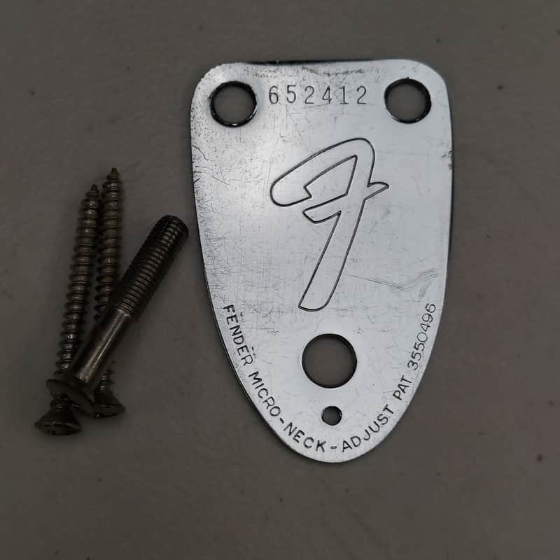 1974 Fender Neck Plate and Screws (M-446) image 1