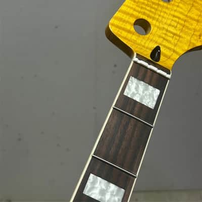AAA 4 string Yellow Gloss Flame Maple Electric Bass neck 20 Fret Rosewood Inlay image 2