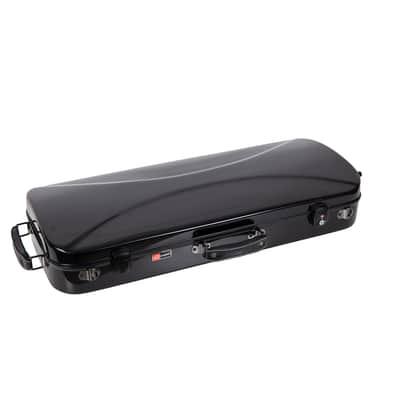 Crossrock Fiberglass Double Case for Two 4/4 Full Size Violins, Backpack Style in Black image 1