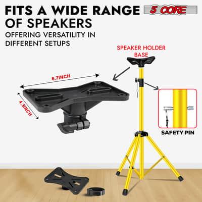 5 Core Speaker Stand Height Adjustable 72" Heavy Duty PA DJ Tripod Studio Monitor Stands image 3