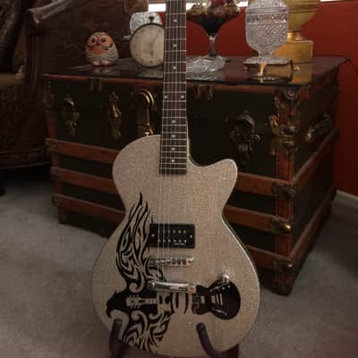 Rick springfield Logo guitar Silver metallic image 1