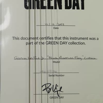 Gibson Les Paul Jr Green Day THE Black American Flag Owned by Billie Joe Armstrong image 16