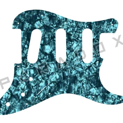 Custom Pickguard For 2000 - Present Made in America Fender Stratocaster Oversized Template with Burns Tri-Sonic Pickups - Aqua Pearl/Black/White/Black .090" image 1