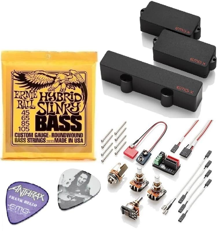 EMG FB Set Black Frank Bello Of Antrax LJAX & PCSX  PJ Precision Jazz P & J Pickups ( ERNIE STRINGS) image 1