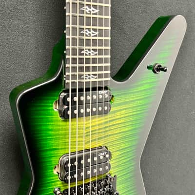 Dean Guitars - USA - Custom Shop - ML - 7 String - Emerald Burst Flame Maple Top - Reverse 7 Inline Head Stock - Floyd Rose - DMT 7 Nostalgia and Baker Act  Pickups - Black Hardware - w/OHSC - Call for Best Price !!! image 5