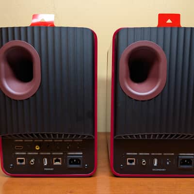 KEF LS50 Wireless II Crimson Red Speakers - Showroom Demo Pair w/ Box image 4