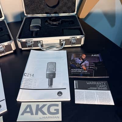 Pair AKG C214 Large Diaphragm Cardioid Condenser Microphones 2010s - Minty image 7