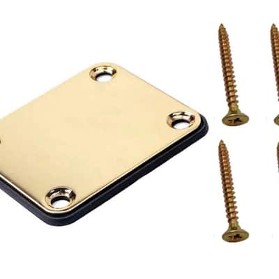 Guitar Neck Plate with Mounting Screws Metal Neckplate for Strat Tele Style Electric Guitar Replacement Gold image 2